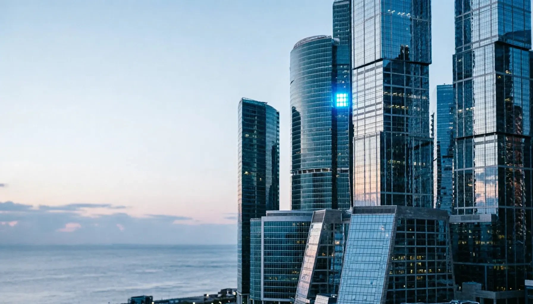 City business district buildings