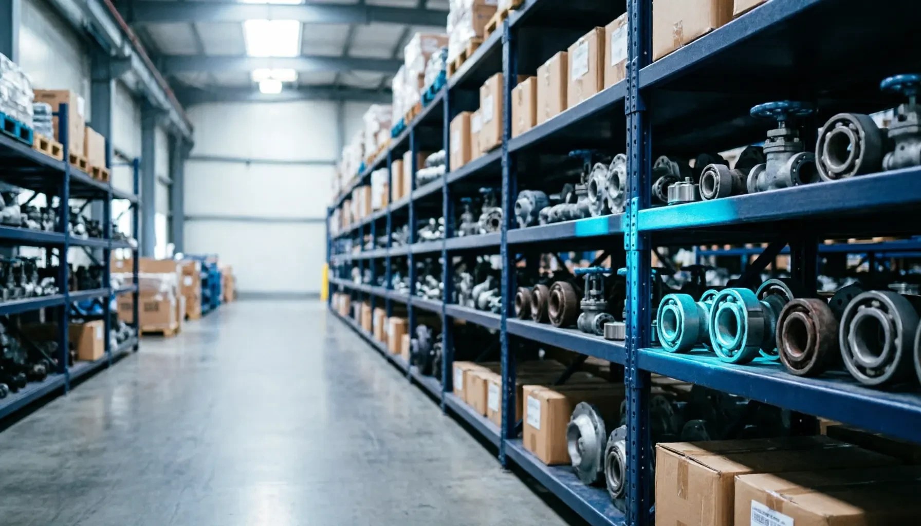 Industrial warehouse interior with racking